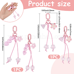 2Pcs 2 Styles Flower Heart Plastic & Waxed Cord Pendant Decorations&nbsp;HJEW-SP0001-70
