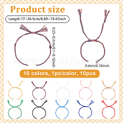 10Pcs 10 Colors Braided Cotton Cord Bracelet Making&nbsp;MAK-UN0001-66