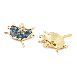 Rack Plating Brass Micro Pave Clear Cubic Zirconia Dancer Links Connector Charms&nbsp;KK-K380-14G