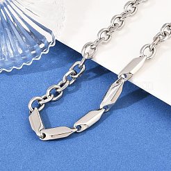 304 Stainless Steel Cable Chain Rhombus Link Chain Necklaces for Men Women&nbsp;NJEW-G186-01P-01