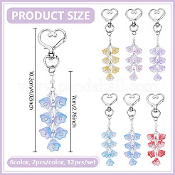 12Pcs 6 Colors Lily of the Valley Glass Pendant Decration&nbsp;HJEW-NB00236