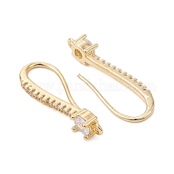 Brass Micro Pave Clear Cubic Zirconia Earring Hooks&nbsp;ZIRC-YW0001-03G