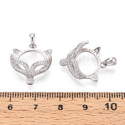 925 Sterling Silver Micro Pave Clear Cubic Zirconia Pendant Cabochon Settings&nbsp;STER-N016-45P