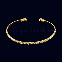 Perfect Design Real 18K Gold Plated Brass Torque Cuff Bangle&nbsp;BJEW-EE0001-05