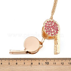 1Pc Iron Rhinestone Whistle Pendant Popcorn Chain Necklaces for Women&nbsp;NJEW-DR0001-03B