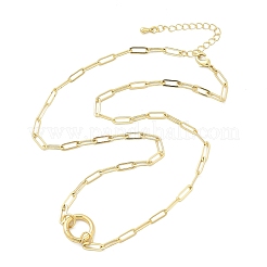 Brass Ring Link Paperclip Chain Necklaces&nbsp;X-NJEW-A042-05G