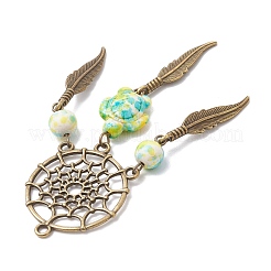 Woven Net/Web with Feather Alloy Pendants&nbsp;PALLOY-JF03979