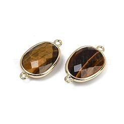 Natural Tiger Eye Faceted Connector Charms&nbsp;G-K347-11G-22