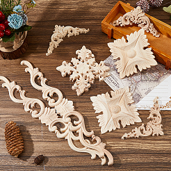 Rubber Wood Flower Carved Corner Decor&nbsp;AJEW-FH0009-26
