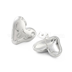 Heart with Word Love Brass Stud Earrings&nbsp;EJEW-Q811-02P