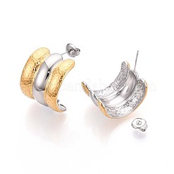 304 Stainless Steel Two Tone Stud Earrings&nbsp;EJEW-N059-16GP