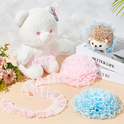 2Pcs 2 Colors Polyester Pleated Lace Trim Ribbon&nbsp;OCOR-PH0002-77B