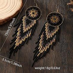 Handmade Bohemian Glass Seed Bead Beaded Chandelier Earrings&nbsp;GZ5802