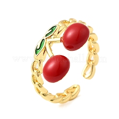 Brass Enamel Open Cuff Rings&nbsp;RJEW-K267-03B-G