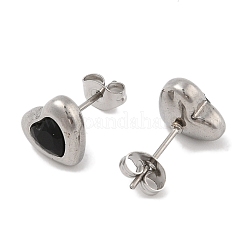 Ion Plating(IP) 304 Stainless Steel Heart Stud Earrings&nbsp;EJEW-C099-13PG-03