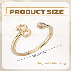 1Pc Brass Micro Pave Clear Cubic Zirconia Open Cuff Rings for Women&nbsp;RJEW-LP0002-37B