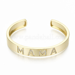 Brass Micro Pave Clear Cubic Zirconia Cuff Bangles&nbsp;BJEW-S142-008-NF