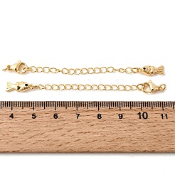 Brass Micro Pave Clear Cubic Zirconia Curb Chain Extender&nbsp;KK-Z149-10G