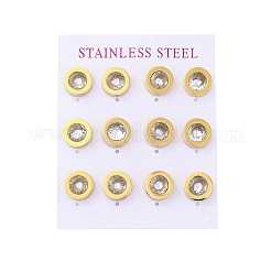 304 Stainless Steel Flat Round Stud Earrings&nbsp;EJEW-C099-23G-03