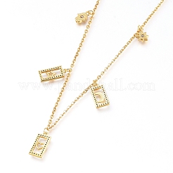 Brass Micro Pave Clear Cubic Zirconia Pendant Necklaces&nbsp;NJEW-L146-17P