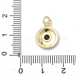Brass Micro Pave Cubic Zirconia Flat Round Charms&nbsp;KK-C156-24G