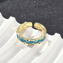 Brass Micro Pave Cubic Zirconia Cuff Rings for Women&nbsp;RJEW-D322-01G