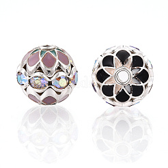 Round Brass Enamel Beads&nbsp;KK-Q080-01A-S