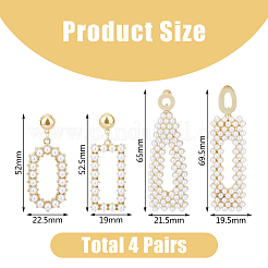 4 Pairs 4 Style Golden Alloy Geometry Dangle Stud Earrings with Plastic Imitation Pearl Beaded for Women&nbsp;EJEW-FI0002-57