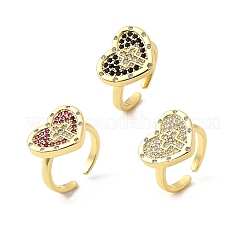 Brass Micro Pave Cubic Zirconia Cuff Rings for Women&nbsp;RJEW-F188-05G