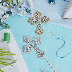 4Pcs 2 Colors Cross Hotfix Rhinestone Appliques&nbsp;DIY-FG0009-89