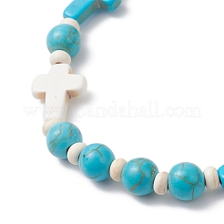 Synthetic Turquoise Beaded Stretch Bracelets for Men Women&nbsp;BJEW-JB12373-01