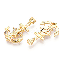 Brass Micro Pave Cubic Zirconia Pendants&nbsp;KK-N268-03G