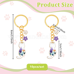 10Pcs Alloy Enamel Cat Keychain&nbsp;KEYC-NB00015