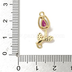 Brass Pave Cubic Zirconia Tulip Flower Connector Charms&nbsp;KK-I276-51G-01