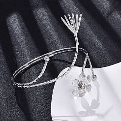 Flower Alloy Arm Cuff Bangles for Girl Women&nbsp;AJEW-A063-01G-P