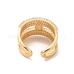 Brass Micro Pave Cubic Zirconia Open Cuff Rings&nbsp;RJEW-R146-17A-G