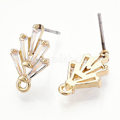 Brass Cubic Zirconia Ear Studs&nbsp;MAK-T011-04G