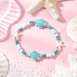 3Pcs Synthetic Turquoise & Porcelain & Dyed Natural Howlite Beads Stretch Bracelets for Women&nbsp;BJEW-JB11793