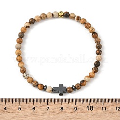 Non-magnetic Synthetic Hematite & Natural Mixed Gemstone Beaded Stretch Bracelets for Women Men&nbsp;BJEW-JB14012
