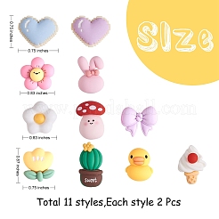 22Pcs 11 Styles Opaque Cute Resin Cabochons&nbsp;JX229A
