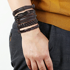 1Bag Mixed Styles Adjustable PU Leather Cord Braided Bracelets for Unisex&nbsp;BJEW-CL0001-47B