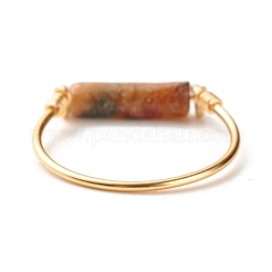 Natural Jade Column Beads Finger Ring&nbsp;RJEW-JR00404-03