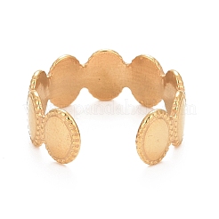 Ion Plating(IP) 304 Stainless Steel Oval Wrap Open Cuff Ring for Women&nbsp;RJEW-C025-05G