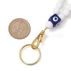 Round Silicone & Resin Evil Eye Beads Name Card Necklace Lanyard&nbsp;NJEW-JN05095-02