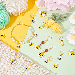 Alloy Enamel Bees & Honey Jar Pendant Locking Stitch Markers&nbsp;HJEW-PH01865