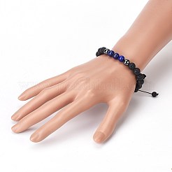 Natural Lava Rock and Non-Magnetic Synthetic Hematite Beads Braided Bead Bracelets&nbsp;BJEW-JB03975-02