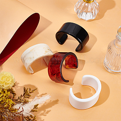 4Pcs 4 Styles Two-tone Acrylic Cuff Bangles for Women&nbsp;BJEW-UN0002-02