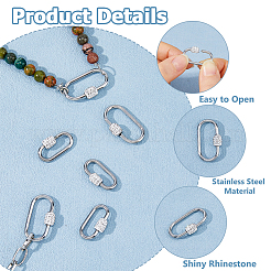 6Pcs 2 Styles 304 Stainless Steel Screw Carabiner Lock Charms&nbsp;STAS-HS0001-76