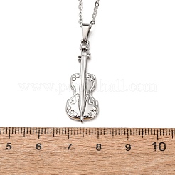 304 Stainless Steel Violin Pendant Cable Chain Necklaces for Men Women&nbsp;NJEW-K308-11P