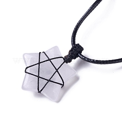 Adjustable Natural Quartz Crystal Star Pendant Necklace&nbsp;NJEW-B086-03H